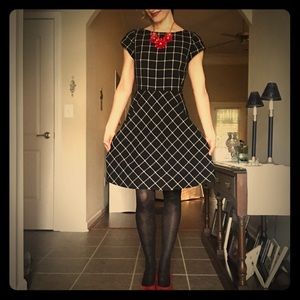 WHBM  Black and White Plaid Dress